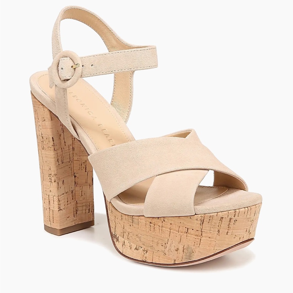 Veronica Beard
Lucille Cork Suede Platform Sandals Ecru
$395 women size 8.5 New